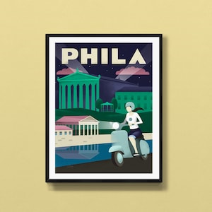 Philadelphia 11x14 inch art print | Retro travel poster style