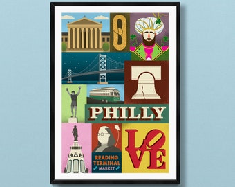 Philadelphia Art Print | Philly Landmarks & Icons, Large Poster