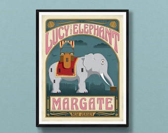 Margate New Jersey 11x14 inch art print | Lucy the Elephant