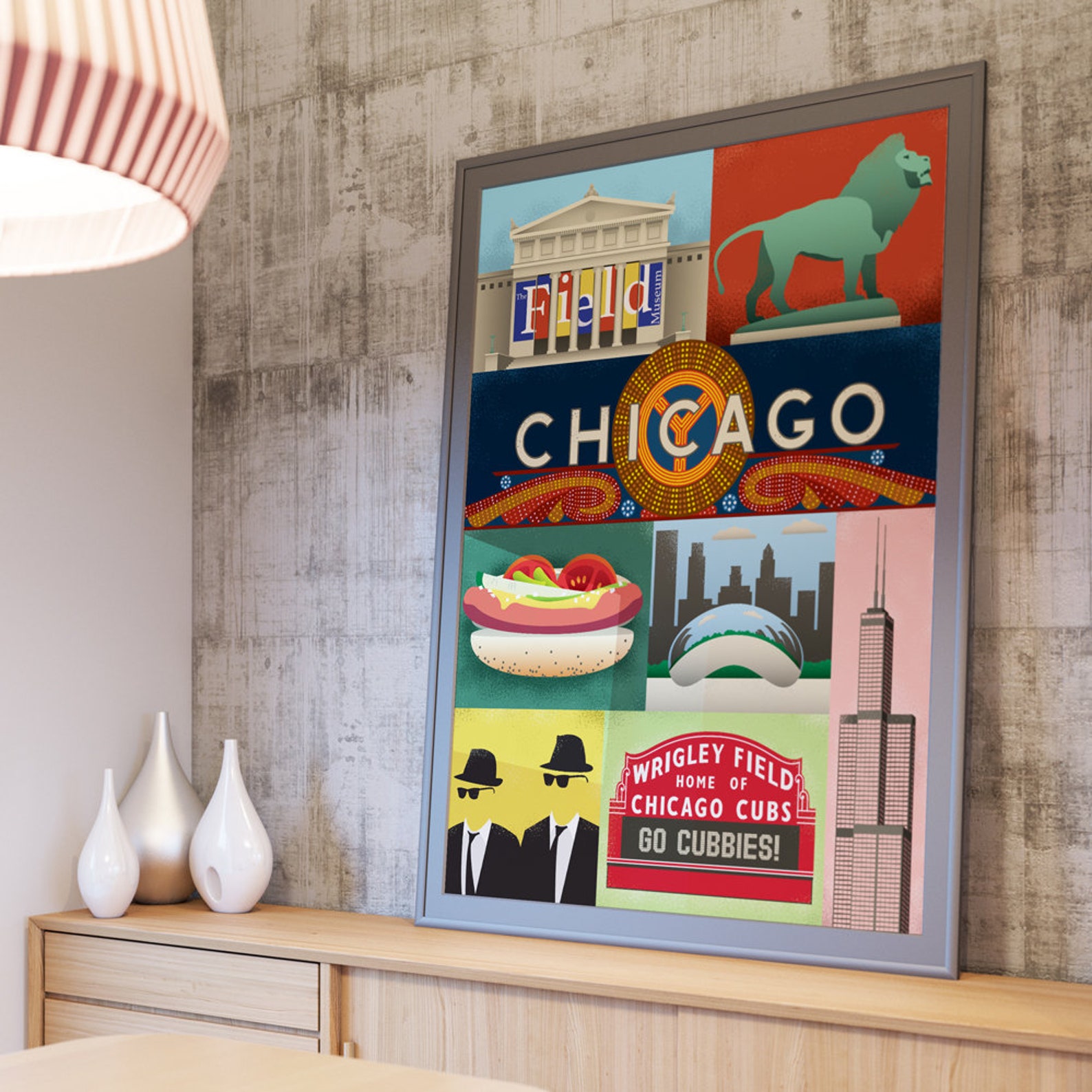 Wrigley Field Blues Brothers Chicago Print Chicago Travel Poster Illinois Gift Chicago Souvenir