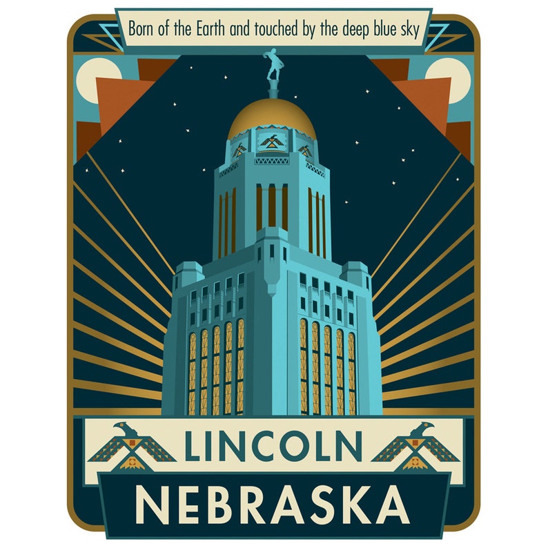 Lincoln Nebraska print Nebraska State Capitol Lincoln NE Etsy