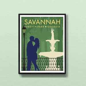Savannah GA 11x14 inch art print | Forsyth Park fountain image 1