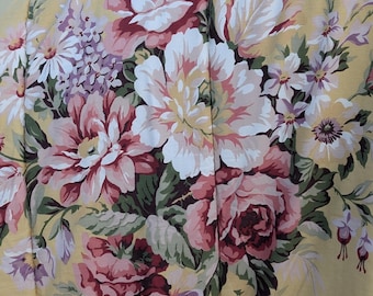 vintage Ralph Lauren Sophie Brooke Couette pour très grand lit, couvre-oreillers et jupe de lit, chou jaune rose