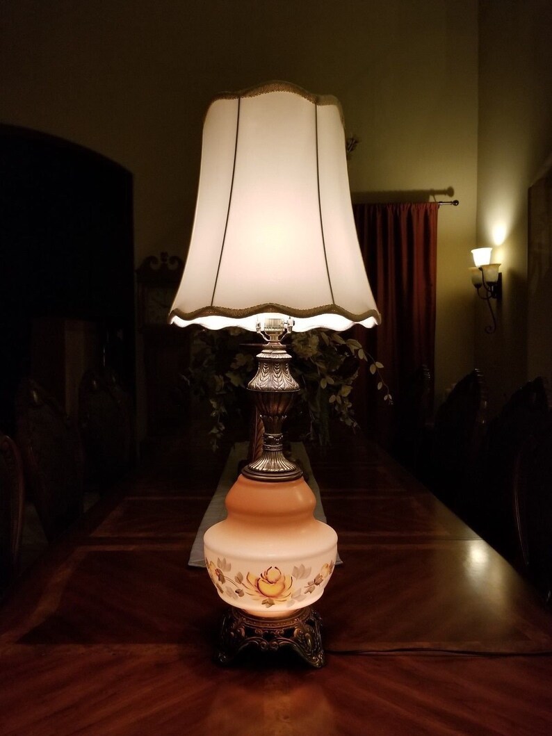 Vintage Fl Table Lamp Light Up Base Globe Night 3 Way Switch 35 5