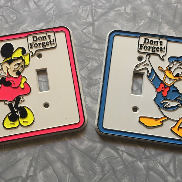 Vtg 1980's/1990's Disney Home Neon Minnie Mouse/Donald Duck Switch Plate