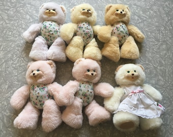 Lot of 6 1998 Briarberry Collection Teddy Bears by Fisher-Price