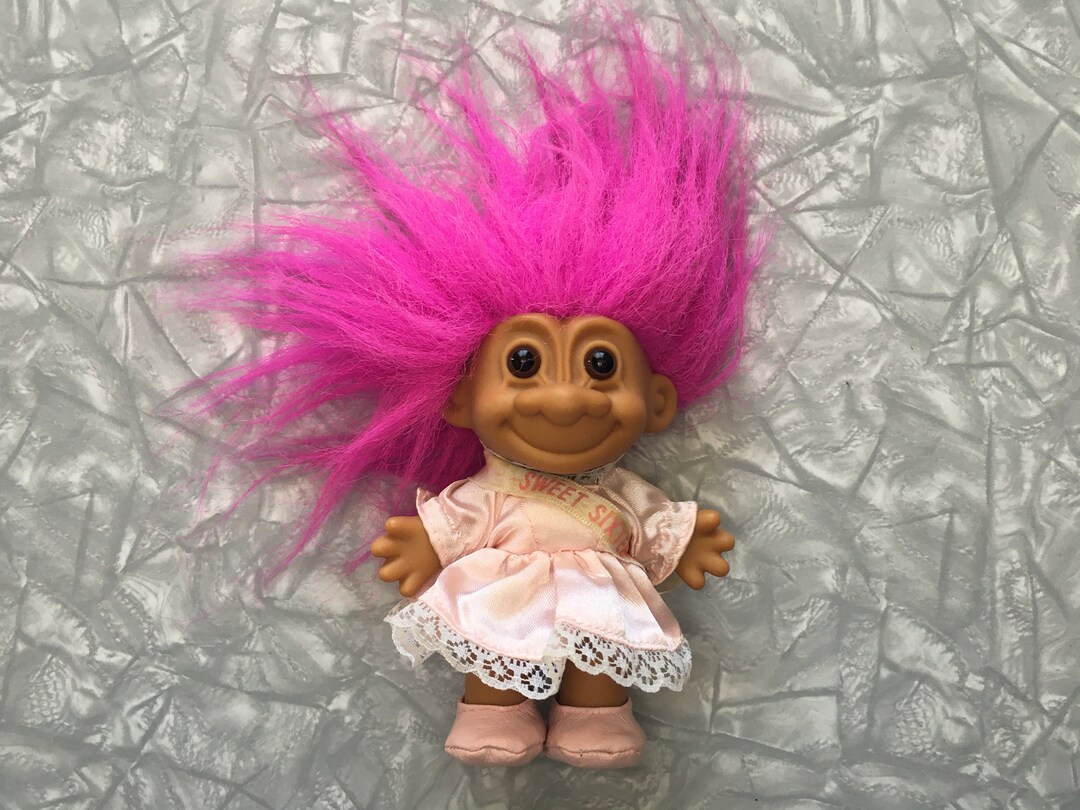 Paire de poupées troll vintage Russ Berrie Caveman années 1990