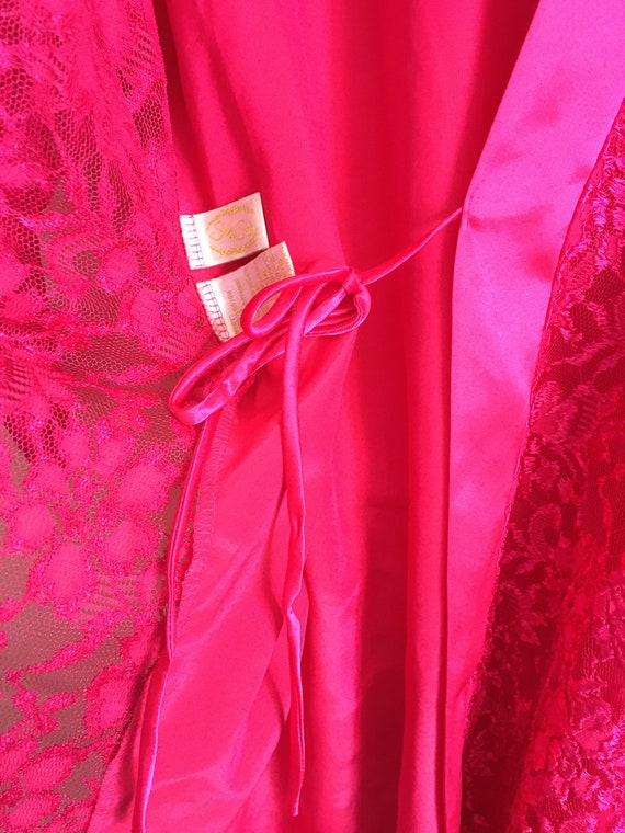 Vtg 90's Silk & Satin Hot Magenta Pink Satin and … - image 5