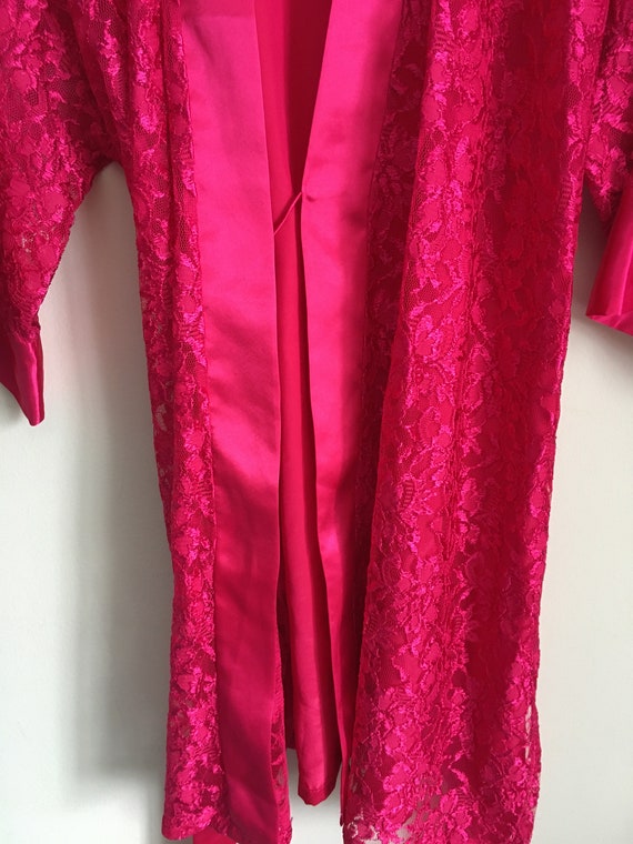 Vtg 90's Silk & Satin Hot Magenta Pink Satin and … - image 4