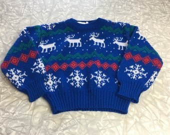 Vtg 90's Mercury Intl Toddler Winter Christmas Knit Pullover Sweater - Size 18m