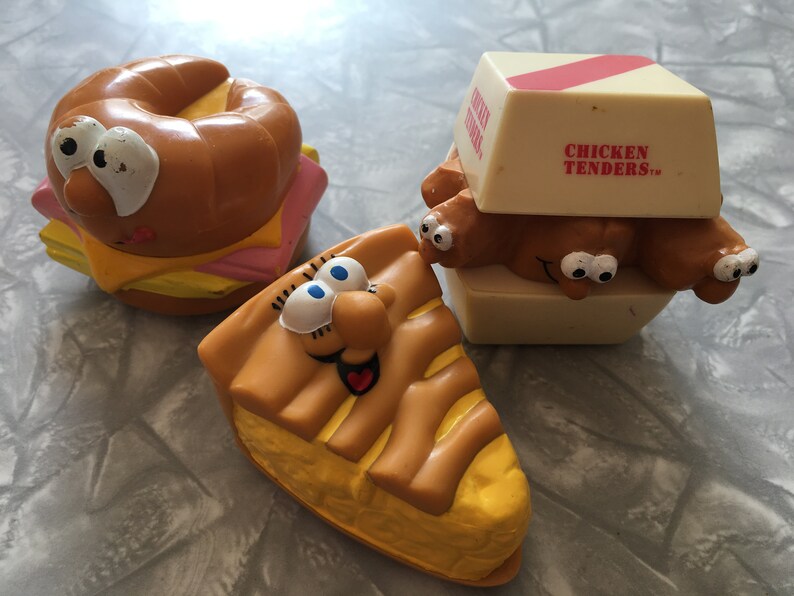 Lot of 3 1989 Burger King Food on Wheels BK Kids Meal Toys Etsy