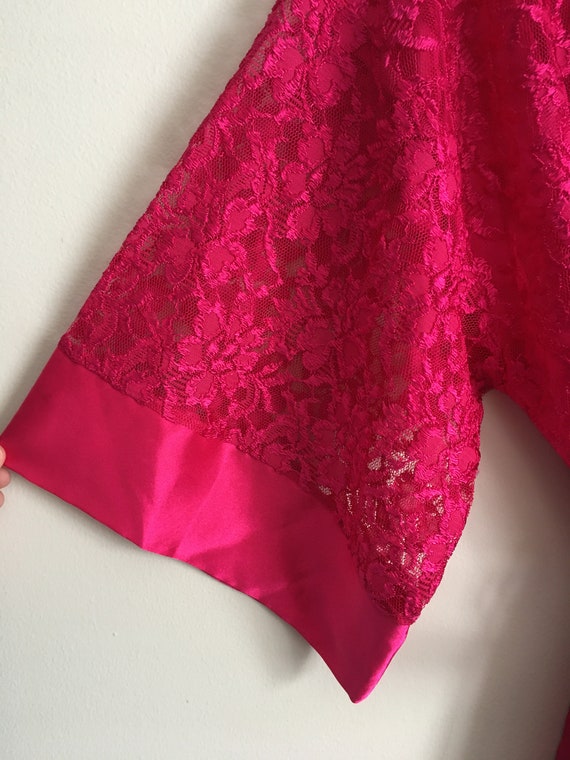 Vtg 90's Silk & Satin Hot Magenta Pink Satin and … - image 2