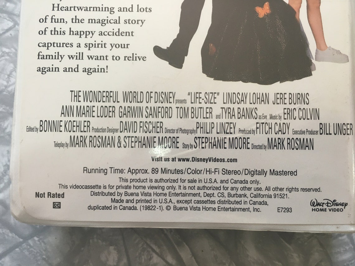 2000 Disney's LifeSize VHS Tape Lindsay Lohan Tyra Etsy