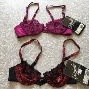 Lot of 2 Vtg 90's Original by Warner's Lace Underwire Bra NWT - Size 34-A