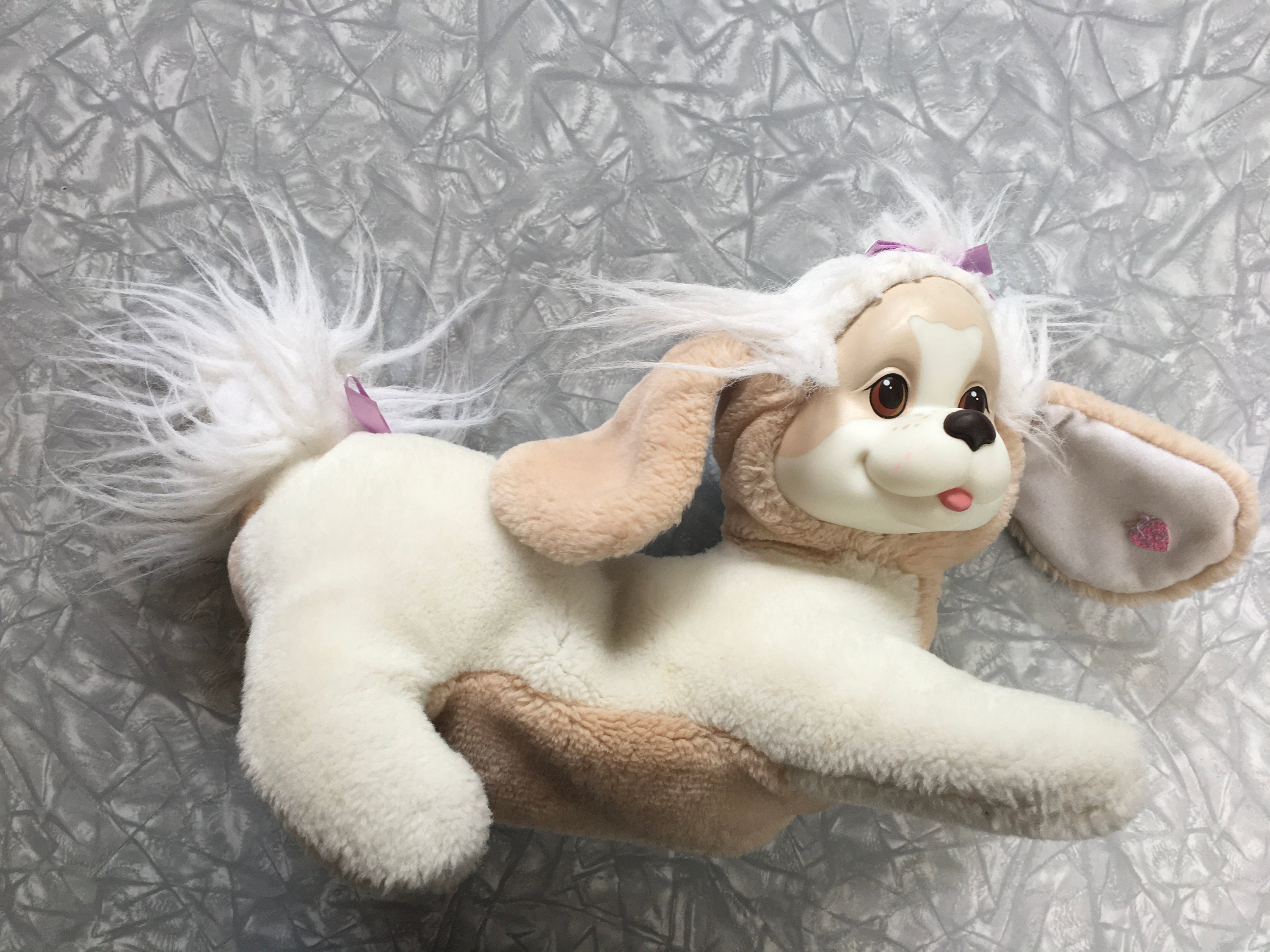 Vtg 90's Puppy Surprise Beige/white Adult Dog Plush Stuffed Animal