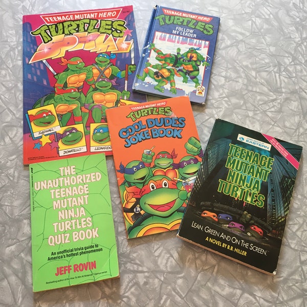 Lot of 5 1990's Teenage Mutant Hero Turtles Books - TMNT Ninja - UK Europe