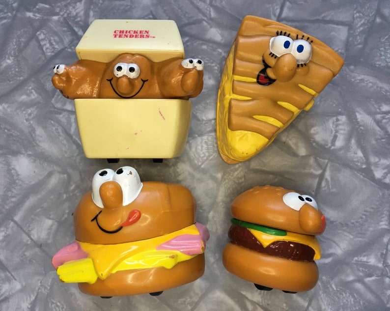 Lot of 4 1989 Burger King Food on Wheels BK Kids Meal Toys Etsy