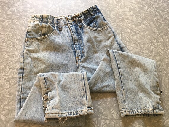 Vtg Jordache High Waisted Pleated Acid Wash Jeans