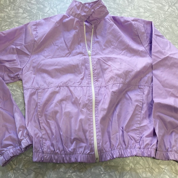 Vtg 80's/90's Victory Sports Lightweight Lilac Purple Casual Spring Zip-up Jacket - Waterloo Ontario - Size Medium