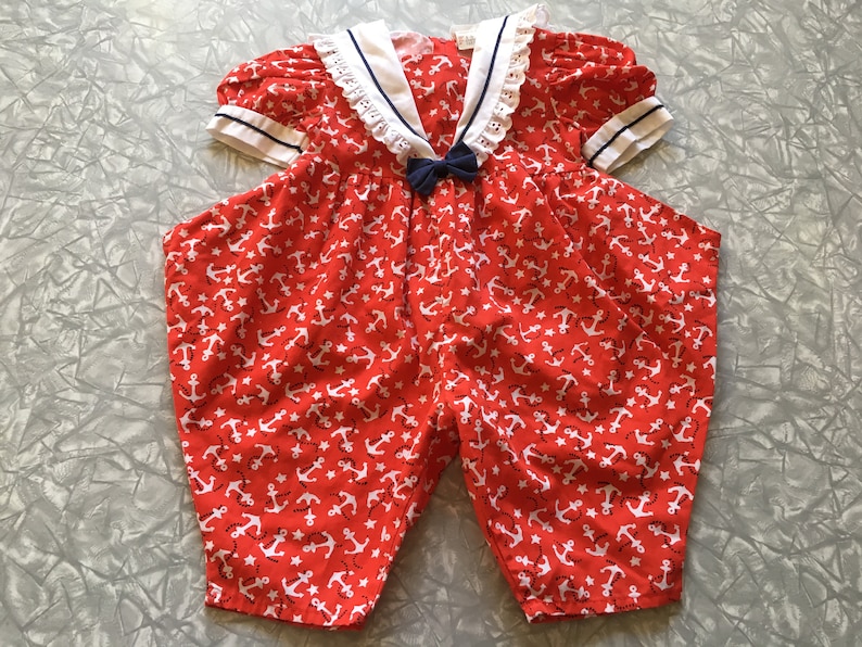 Vtg 1980/'s Winnie The Pooh brand toddler girl sailor romper