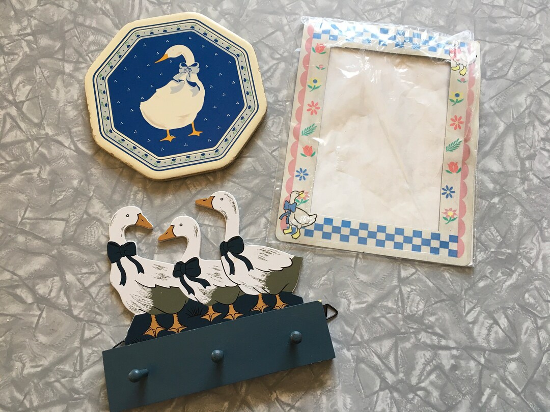 Vtg 90's Geese/goose/duck With Ribbon Lot of Kitchen Decor Etsy