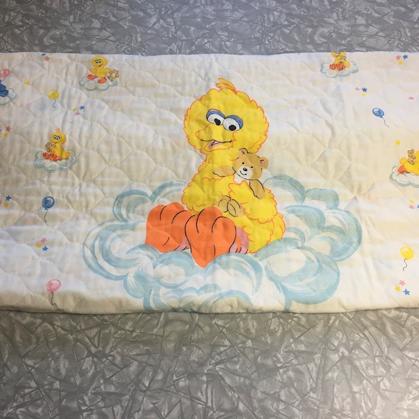 Vtg Sesame Street Baby Quilt Big Bird & Cookie Monster - Comforter Blanket - Handmade