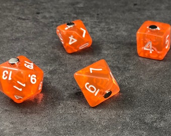 Polyhedral RPG Dice Magnets - Set of 7 Transparent Orange