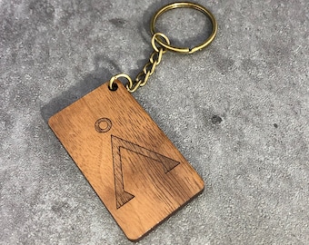 Walnut Keychain - Stargate Tau'ri inspired walnut keychain with bronze ring