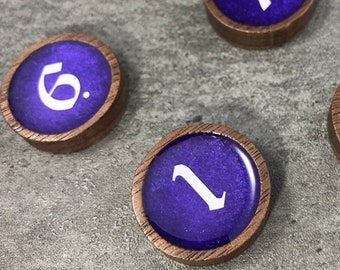 Wooden 1" Numbered Game Marker Token Set 1-10 - Purple Orchid