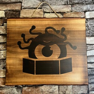 Beholder Dungeon Master Wood Burned Game Room Sign | Live Edge Basswood Wood Burning