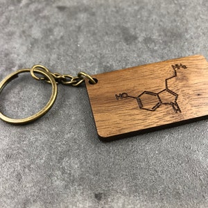 Serotonin walnut keychain with bronze ring