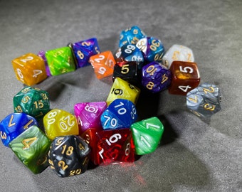 Polyhedral RPG Dice Magnets - Set of 7