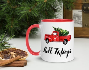 Roll Tidings- Dual-Sided Crimson Tide Holiday Mug with Color Inside