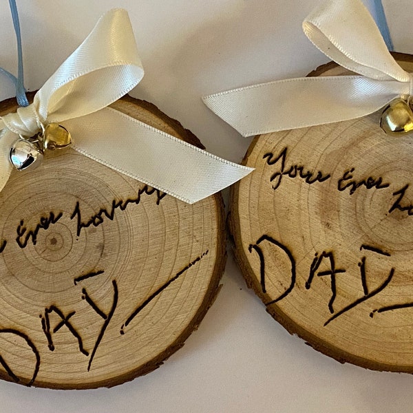 Engraved Rustic Wood Slice Ornament | Custom Laser Etched | Personal Handwriting | Memorial Gift | Hand Written Keepsake from a  Loved One