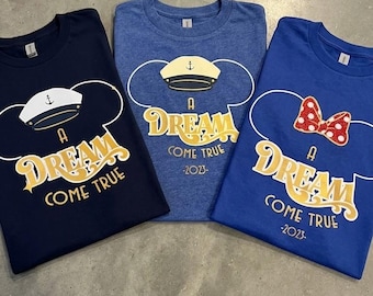 A Dream Cruise Come True| Disney Dream | Captain Mickey Minnie |DCL| Personalized Family Vacation Tee | Vacation Matching Apparel Gift