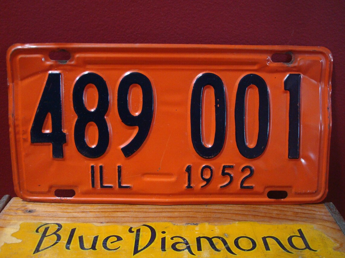 Vintage Pair of Illinois 1952 Orange Auto License Plates with Etsy