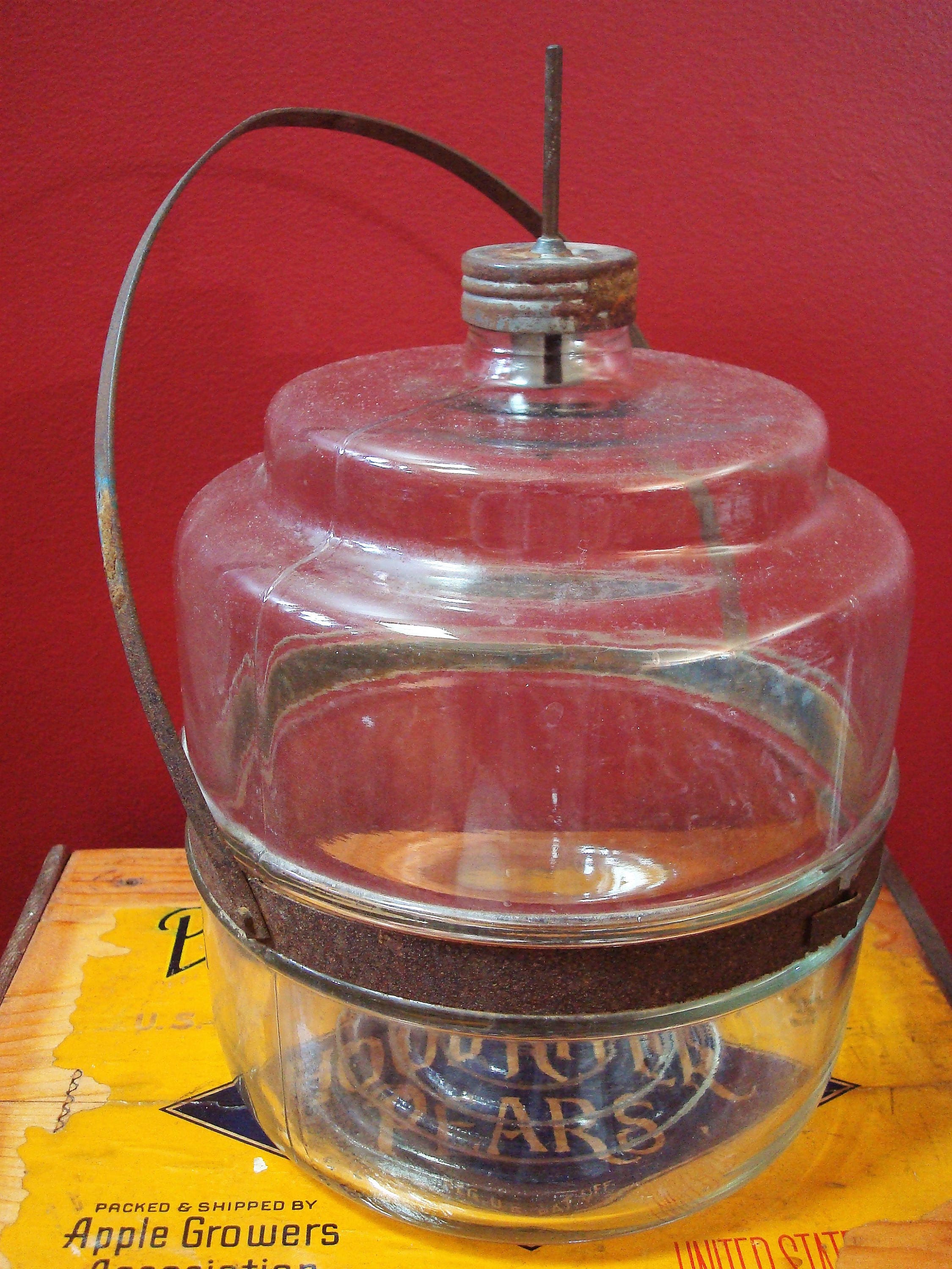 Vintage 1 Gallon Kerosene Glass Drip Jar Container with Metal Etsy
