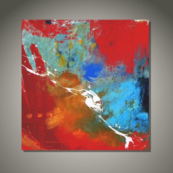 Large Handmade Square Abstract Acrylic Painting on Canvas. Etsy