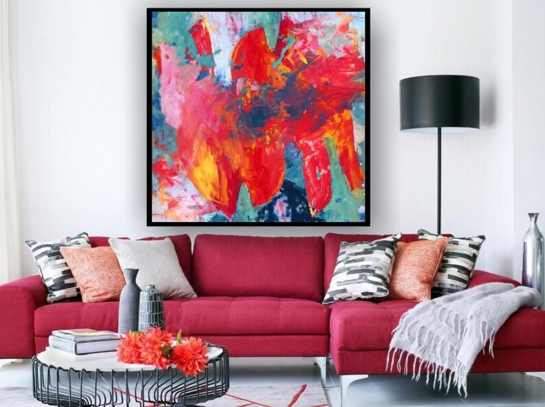 Peinture Acrylique Abstraite Sur Toile Peint à La Main Grand Etsy