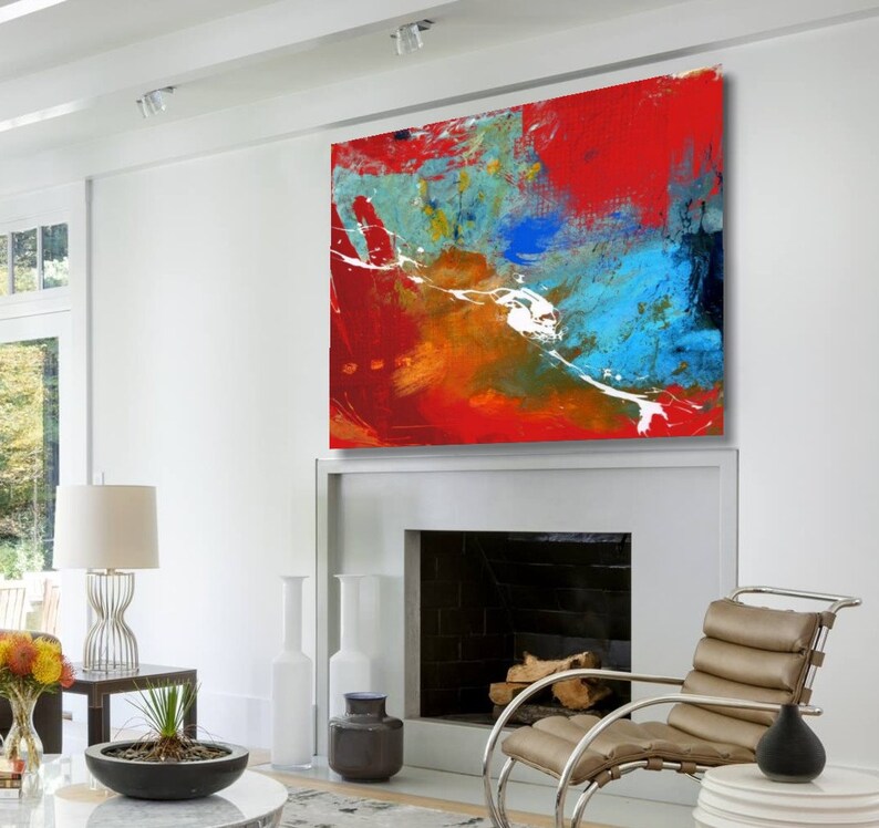 Large Handmade Square Abstract Acrylic Painting on Canvas. Etsy