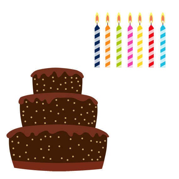 Chocolat Anniversaire Gateau Clip Art Ensemble Dessert Etsy