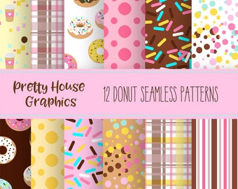 Donuts Seamless Patterns, Coffee, Background, Pattern, Clip art, Scrap booking,