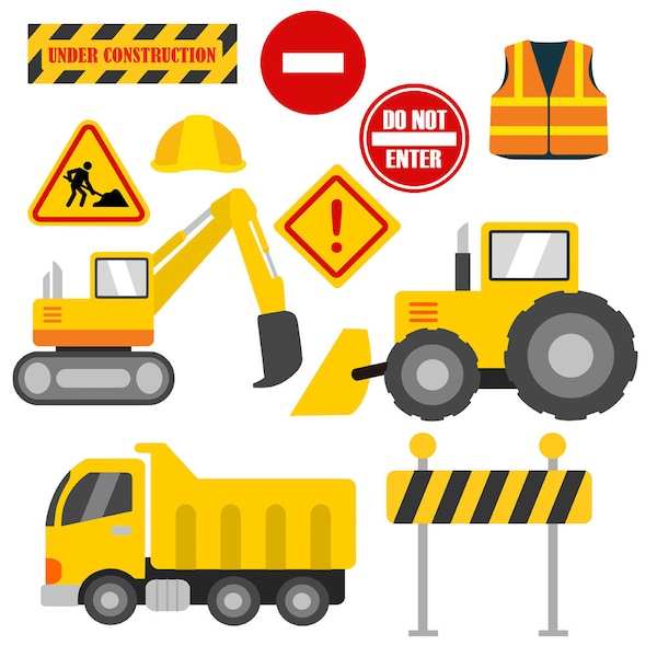 Construction Set, Excavator SVG, Sign svg, Do not Enter Sign svg, Truck, Stop Sign,  Illustration, png, svg
