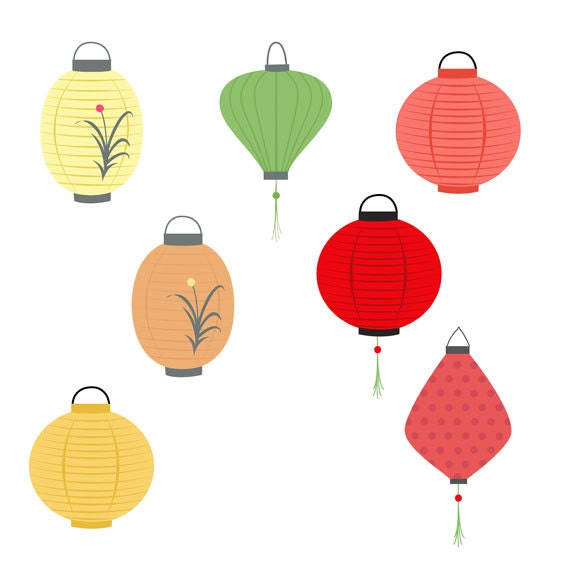 Chinese Lanterns Clip Art Collection, Festival, Design, Lunar