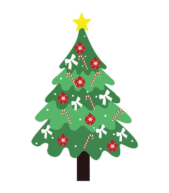 Cute Decorated Christmas Tree Holiday Clip art Vector File Tree SVG Instant Download Svg File Eps Png