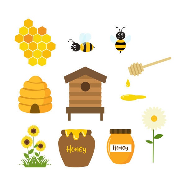 Honey Bees, Clipart, Honeycomb, Bees, Hive, Bee Hive, Illustration, PNG