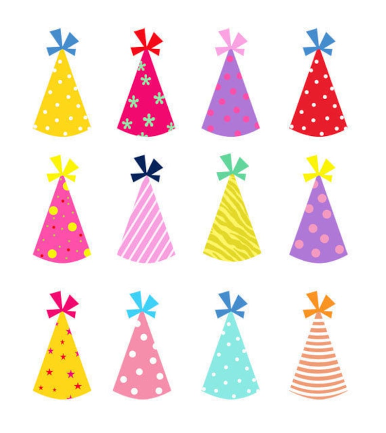 Party Hats Clip Art Set, Paper, Birthday, Kids, Celebration