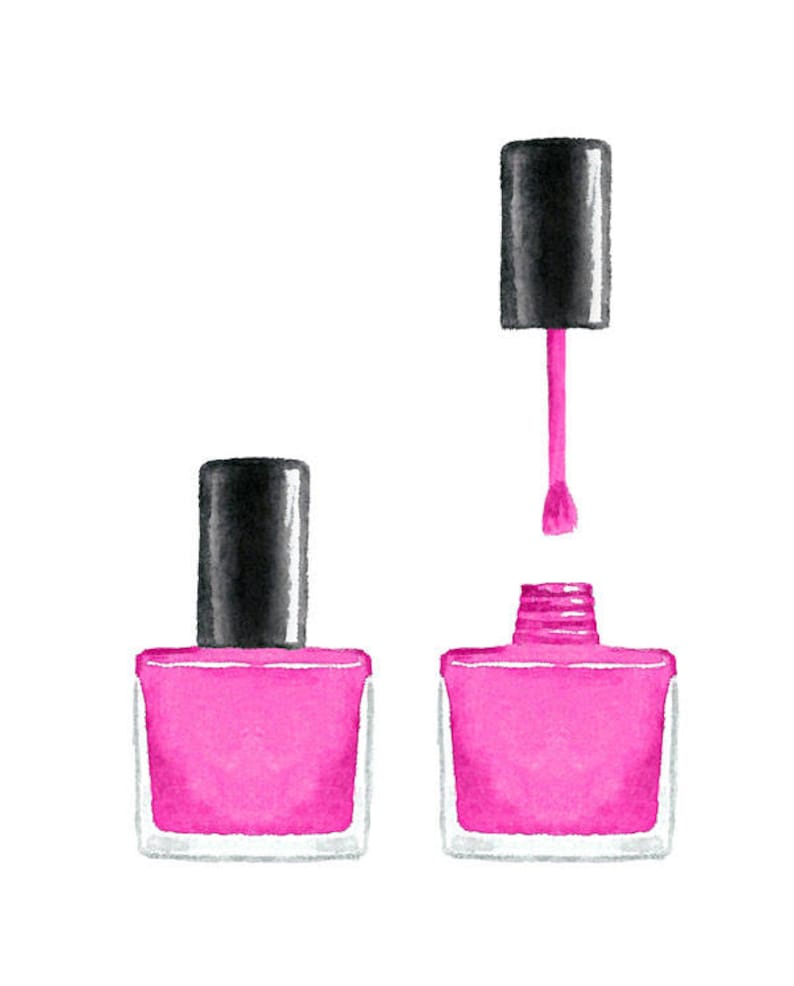 Watercolor Pink Nail Polish Clip Art Set, Collection, Elegance, Beauty ...