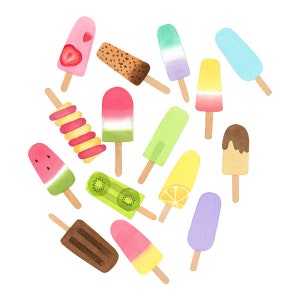 Watercolor Popsicle Set, Ice cream, Sweet, Ice Lollies, Scrap booking, Clip art, Commercial Use, Png