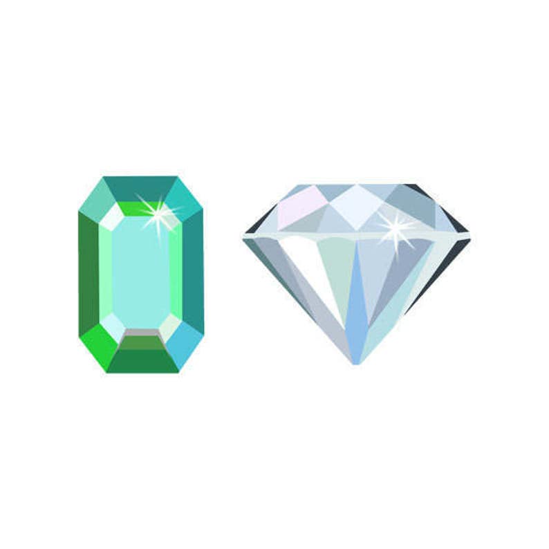 Colorful Gem Stones Clip Art Set, Heart Shaped, Round, Crystal, Oval, Shiny, PNG image 3